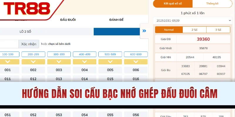 Hướng dẫn soi cầu bạc nhớ ghép đầu đuôi câm